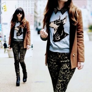 Big Star Leopard Alex Mid Rise Skinny Jeans